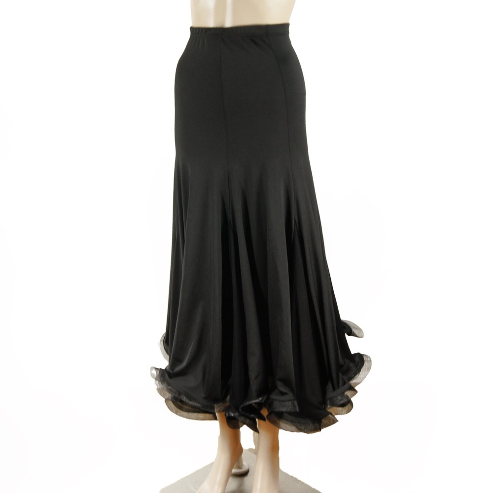 Vintage 90s 2000s Avante Garde Black Ruffle Tulle Lined High Waist Maxi Skirt